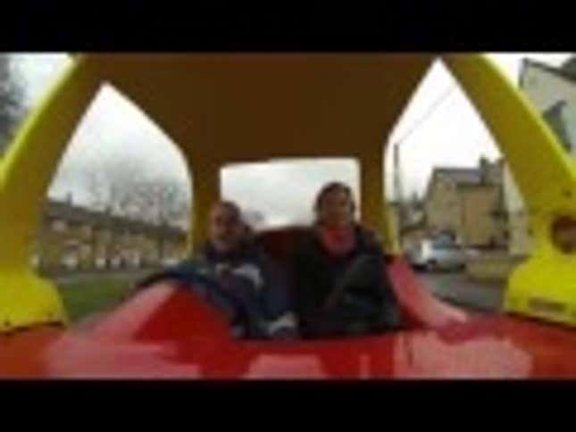 Not Content With Adult Vehicles, Man Drives Around In Little Tikes Car