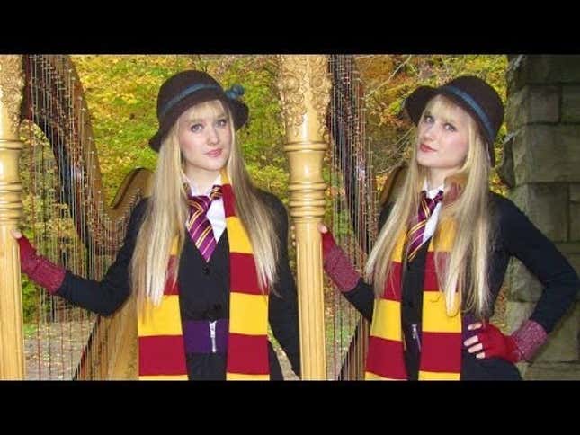 Blonde Twins Play <em>Harry Potter</em> Music on Harps, Frolic in a Forest