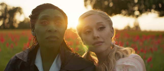 Cynthia Erivo as Elphaba, left; Ariana Grande as Galinda/Glinda.