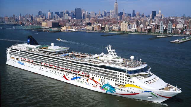A photo of the Norwegian Daawn cruise ship in New York. 