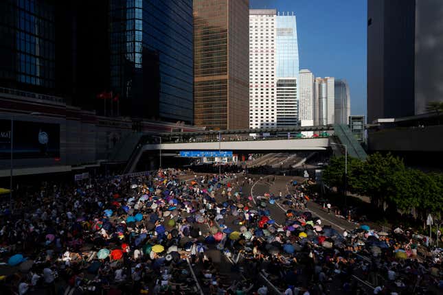 Image for article titled Democracy activists’ plan to disrupt Hong Kong is starting to work