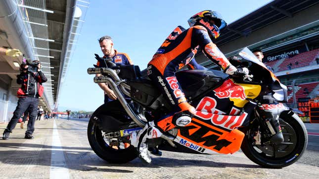 Pedro Acosta is seen during Barcelona MotoGP test in Barcelona, Spain on November 19, 2024.