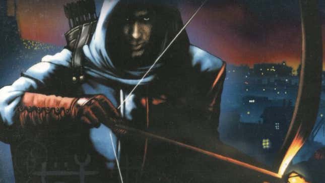The box art for the first Thief game, with Garrett holding his bow.