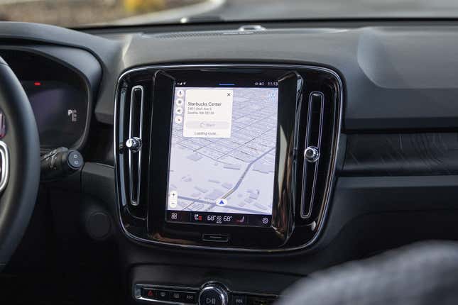 Volvo infotainment system showing the map