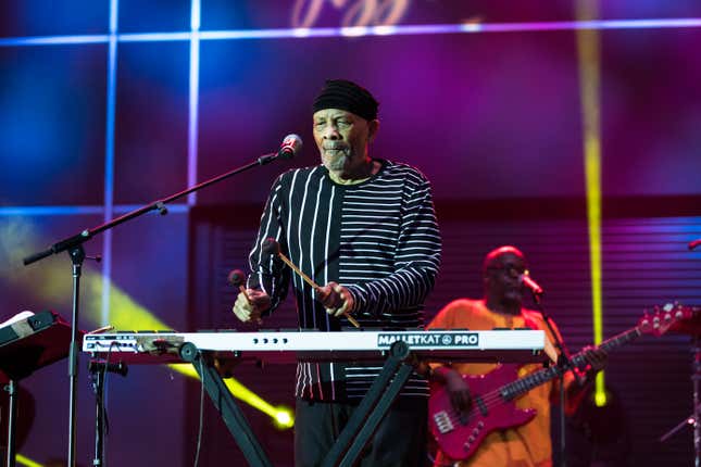 MIAMI, FLORIDA - APRIL 30: Roy Ayers perfroms onstage during the Bayfront Miami Jazz Festival 2021 at Bayfront Park on April 30, 2021 in Miami, Florida. 