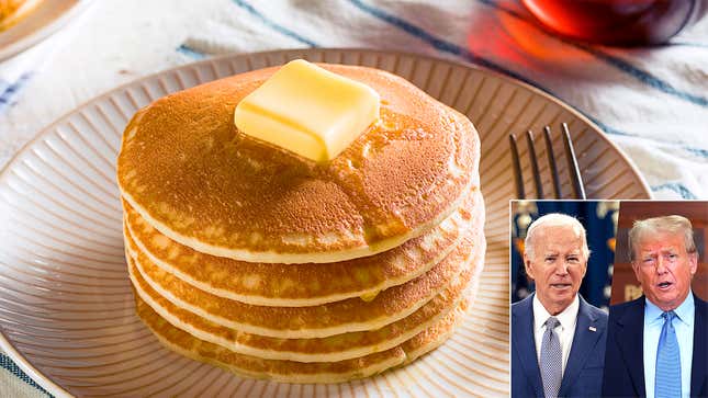 Image for article titled Poll: Average Voter Says It Couldn’t Hurt If They Woke Up To Trump Or Biden Making Them Big Stack Of Pancakes