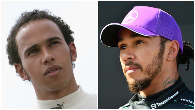 Lewis Hamilton en 2006 ; Lewis Hamilton en 2024.