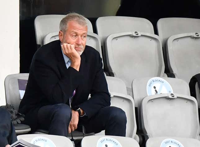 FILE - Chelsea&#39;s soccer club owner Roman Abramovich attends the UEFA Women&#39;s Champions League final soccer match against FC Barcelona in Gothenburg, Sweden, May 16, 2021. UK lawmakers said in a report Wednesday it&#39;s “incomprehensible” why funds from the sale of the Chelsea football club have not gone to support Ukraine, almost two years after former club owner, Russian billionaire Roman Abramovich, promised to use them to help Ukrainians. (AP Photo/Martin Meissner, File)