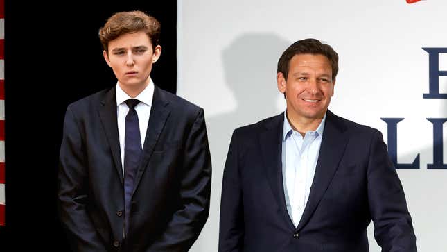 Image for article titled Ron DeSantis Introduces New Son Barron Trump