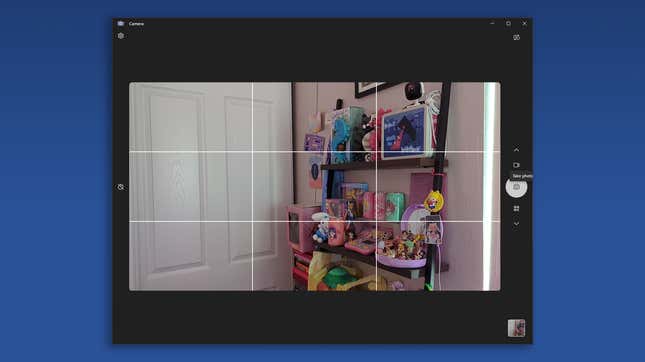 A screenshot of what it looks like to use your Android camera on the Windows side