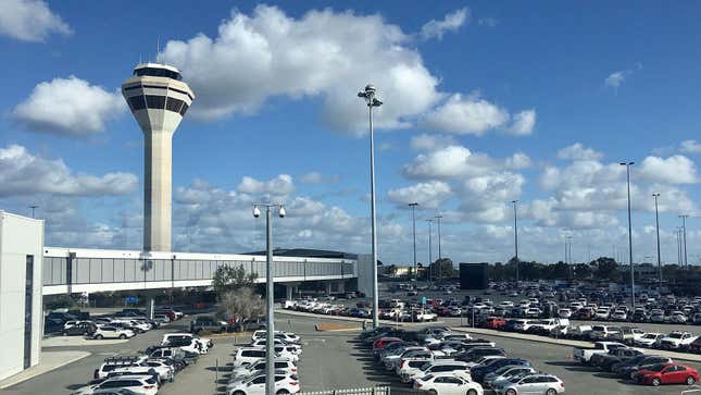 Airport Central Station Skybridge exterior, Western Australia, 11 October 2022.