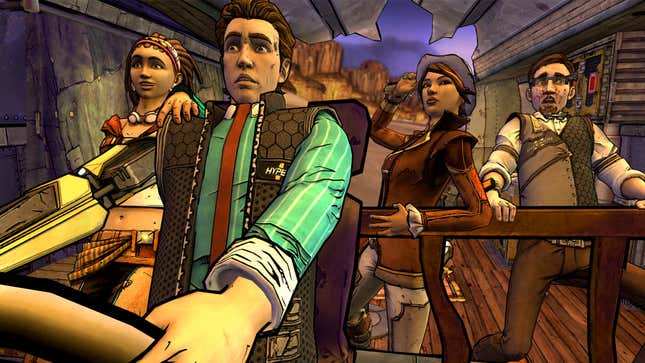 Ein Bild zeigt die Hauptbesetzung von Tales from the Borderlands. 