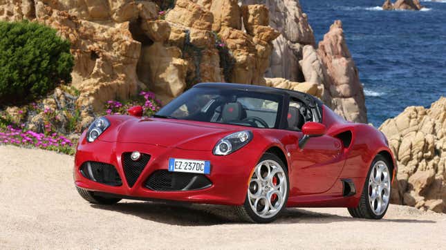 A red Alfa Romeo 4C.