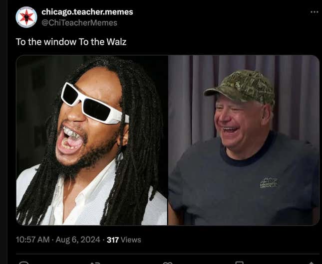 Imagen para el artículo titulado Los memes más divertidos protagonizados por Tim Walz, el candidato a vicepresidente de Kamala Harris