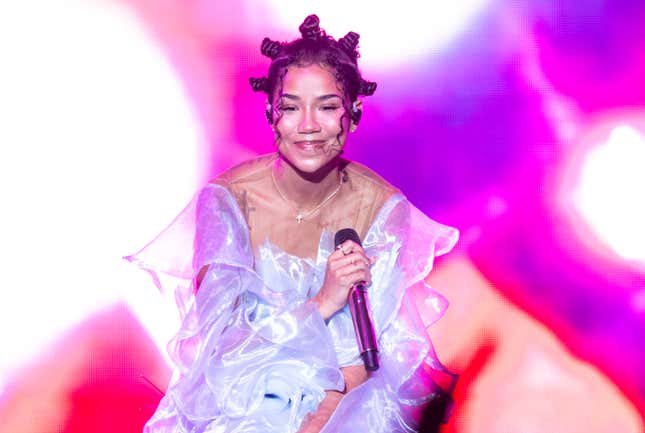 Jhené Aiko performs at Oakland Arena on December 02, 2023 in Oakland, California.