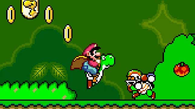 An image shows Mario jumping over an enemy. 