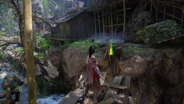 The protagonist of Wuchang stands on a broken bridge.