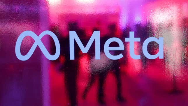 O logotipo da Meta, empresa controladora do Facebook.