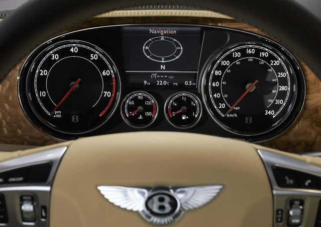 A photo of a bentley Continental GTC's physical gauges