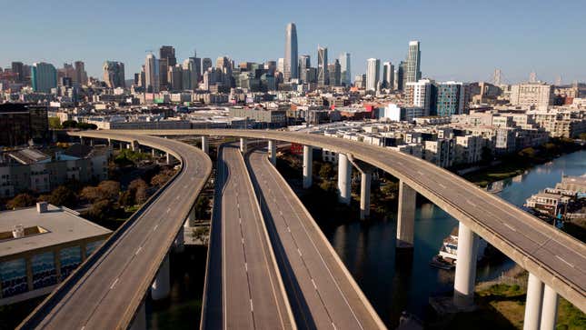 A photo of an empty highway in America. 