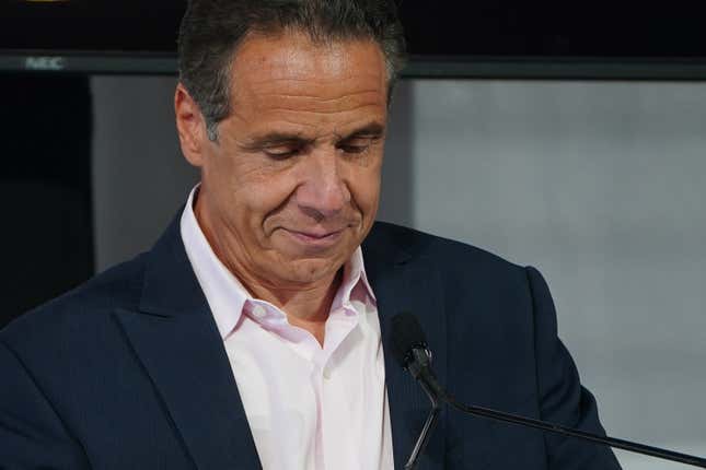 New York Gov. Andrew Cuomo appears at the opening ceremony for the Tribeca Film Festival on June 9, 2021 in New York City. Actor Robert De Niro co-founded the festival, which is now in its 20th year.