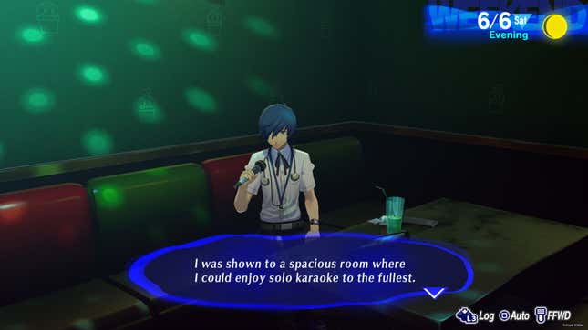 Makoto sings at a karaoke bar.