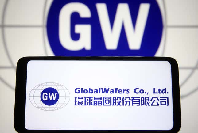 GlobalWafers Co. Ltd. logo is seen on a smartphone screen horizontally