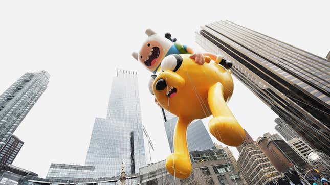 Finn The Human (Balloon) and Jake The Dog (Balloon) at the Macy’s Thanksgiving Day parade in 2014