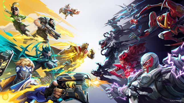 Marvel Rivals characters fight in the game's key art. 