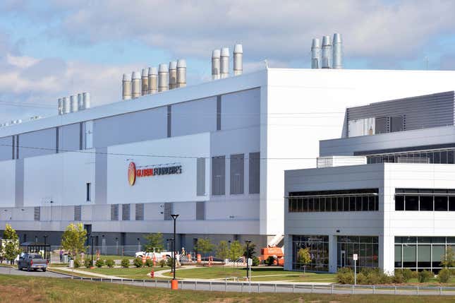 FILE - This photo shows the Globalfoundries campus on Sept. 22, 2014, in Malta, N.Y. The Biden administration said Monday, Feb. 19, 2024, that the government would provide $1.5 billion to the computer chip company GlobalFoundries to expand its domestic production in New York and Vermont. The announcement is the third award of financial support for a semiconductor company under the 2022 CHIPS and Science Act. (John Carl D&#39;Annibale/The Albany Times Union via AP, File)