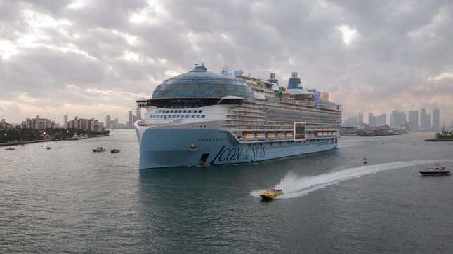 Royal Caribbean's "Icon of the Seas," billed as the world's largest cruise ship, sails from the Port of Miami in Miami, Florida, on its maiden cruise, January 27, 2024.