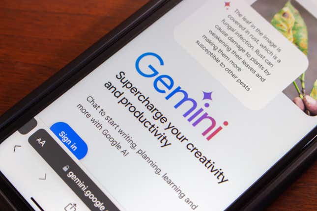 Google Gemini displayed on an iPhone screen