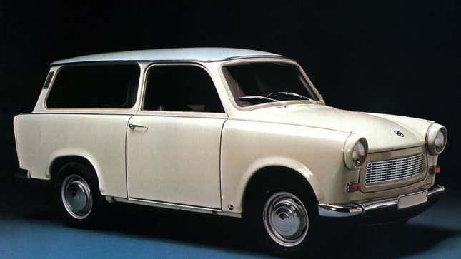 A photo of a Trabant station wagon. 