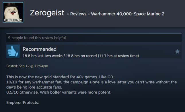 Image for the article titled “Warhammer 40,000: Space Marine 2, told by Steam reviews”