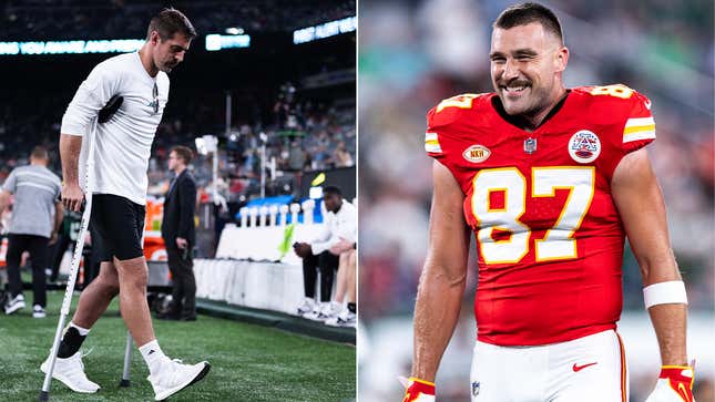 Travis Kelce (r.) won’t be taking medical advice from QAaron 