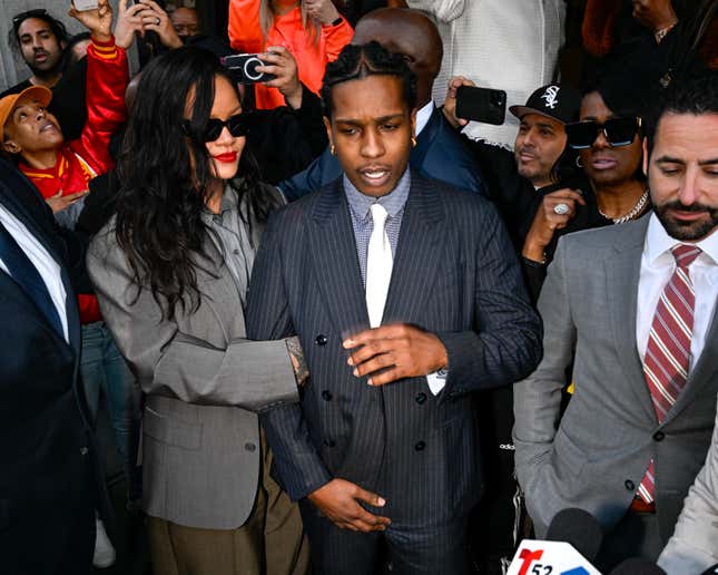 Rihanna and A$AP Rocky are seen outside of Clara Shortridge Foltz Criminal Justice Center on February 18, 2025 in Los Angeles, California.