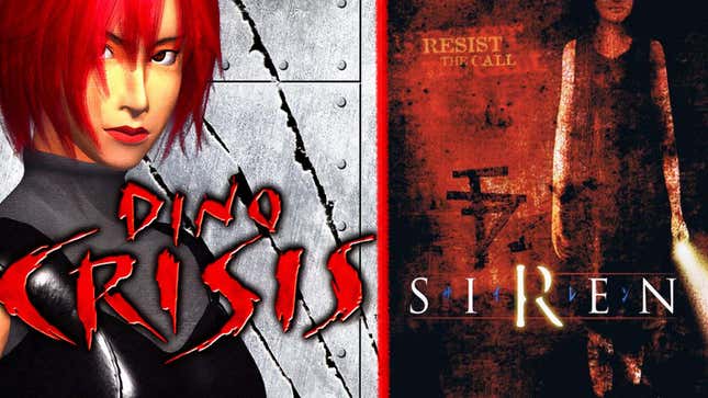 Η εικόνα δείχνει τα εξώφυλλα των Dino Crisis και Siren.