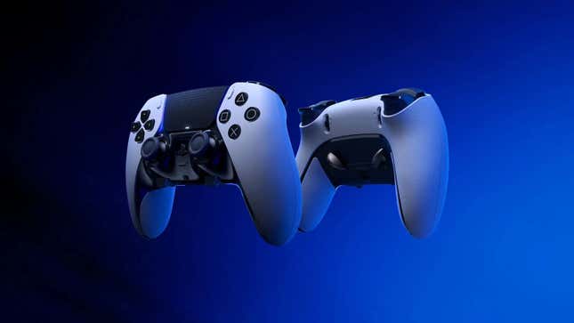 Two DualSense Edge controllers float next to each other in key art.
