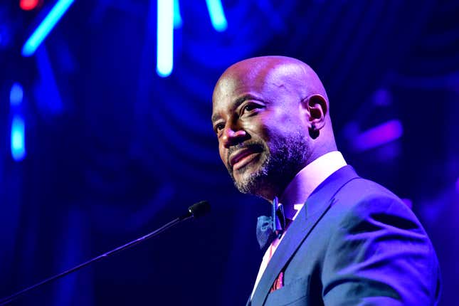 NEW YORK, NEW YORK - OCTOBER 24: Taye Diggs speaks onstage during the Belafonte Family Foundation Inaugural Gala at Sony Hall on October 24, 2023 in New York City. 