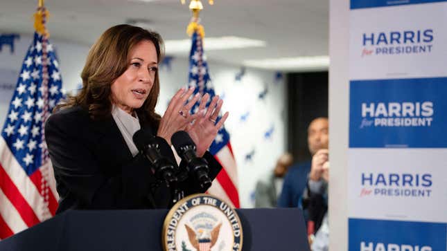 Die US-Vizepräsidentin und demokratische Präsidentschaftskandidatin Kamala Harris spricht am 22. Juli 2024 in ihrem Wahlkampfhauptquartier in Wilmington, Delaware.