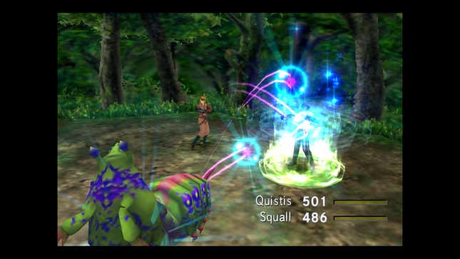Squall draws magic from a monster.