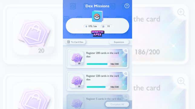 The Dex Missions list.