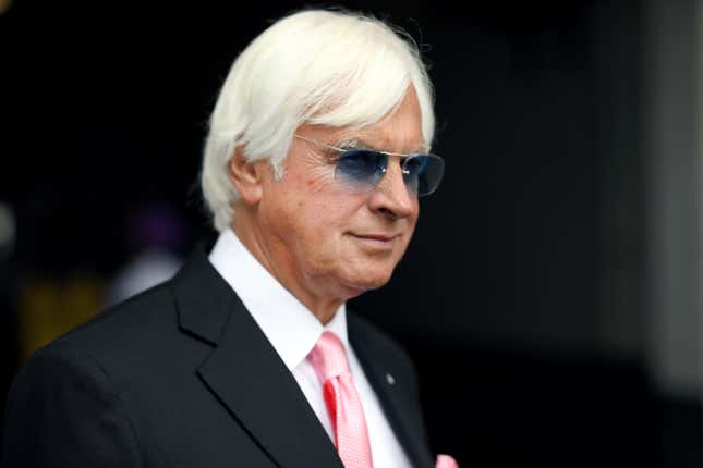 Kentucky Derby trainer Bob Baffert looks on before the 145th running of the Kentucky Oaks at Churchill Downs on May 3, 2019 in Louisville, Kentucky.