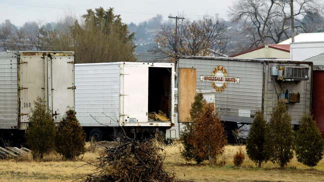 Trailers at a meat processing plant near Quincy, Washington