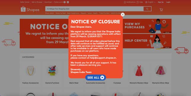 Explained: Why has Shopee shut shop in India?