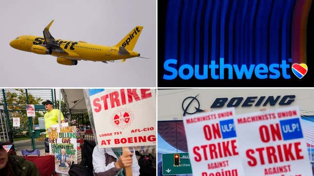 Image de l'article intitulé La grève de Boeing se prolonge, Spirit Airlines touche à sa fin et l’ouragan Milton frappe : tour d’horizon des actualités des compagnies aériennes