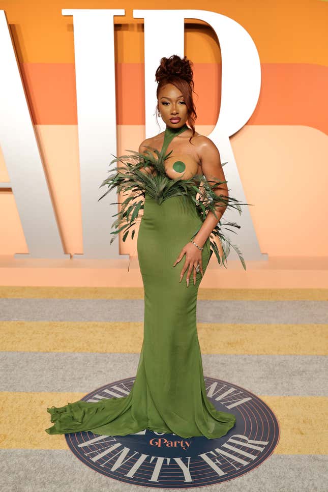 Megan Thee Stallion attends the 2025 Vanity Fair Oscar Party Hosted By Radhika Jones at Wallis Annenberg Center for the Performing Arts on March 02, 2025 in Beverly Hills, California. 