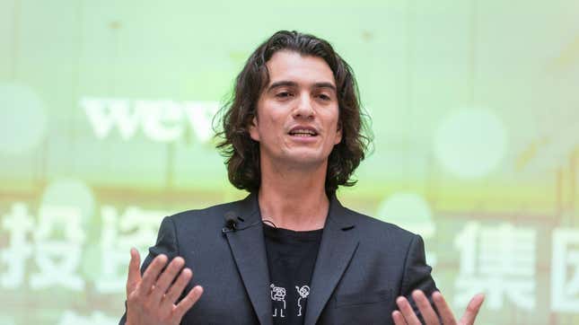 Adam Neumann, chief executive officer of U.S. co-working firm WeWork, speaks during a signing ceremony in Shanghai, China April 12, 2018. Picture taken April 12, 2018.