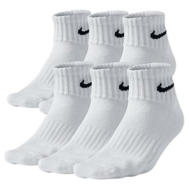 Image for article titled Nike Men&#39;s Bag Cotton Quarter Cut Socks (6 Pack) (Large (shoe size 8-12), Now 19% Off