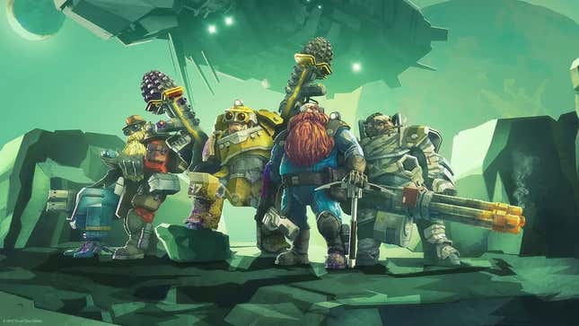 Artwork of Deep Rock Galactic's four playable character classes.